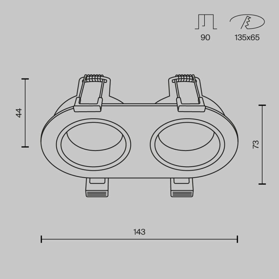 DL126-02-GU10-B Maytoni Technical Share Черный встраиваемый влагозащищенный светильник, IP54, GU10*2*10W