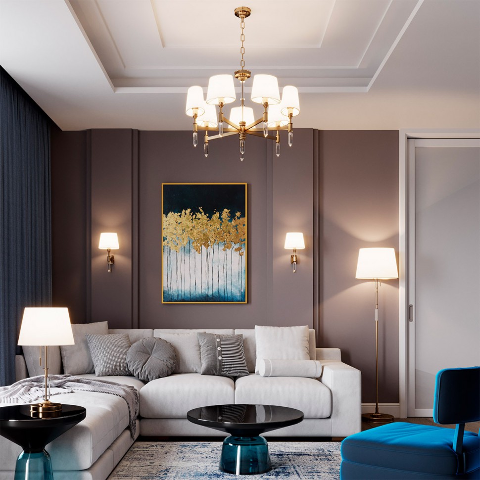 4894/7 ODEON LIGHT EXCLUSIVE подвесная/потолочная люстра LONDON, белый и бронза