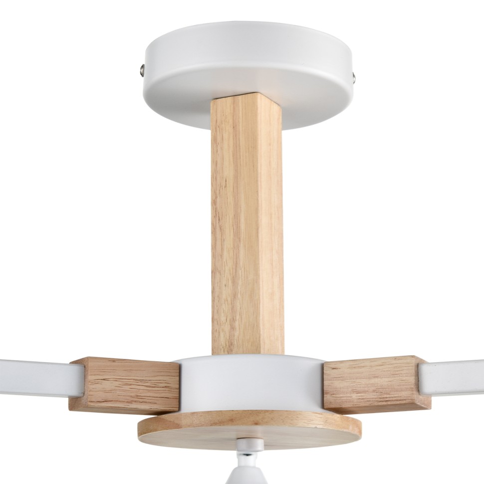 8095/3C LUMION потолочная люстра COLANGE в скандинавском стиле, белая с деревянными элементами