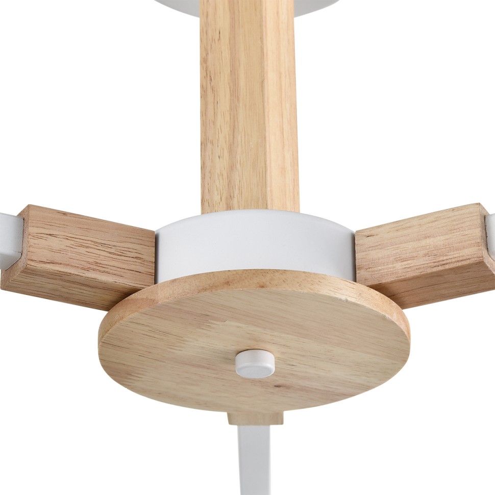 8095/3C LUMION потолочная люстра COLANGE в скандинавском стиле, белая с деревянными элементами