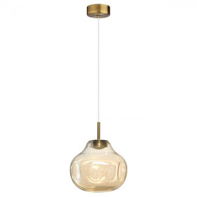 5097/4L ODEON LIGHT подвесной светодиодный светильник VASO 4W, 4000K, 388Lm, бронза, янтарный, стекло, 16см диаметр
