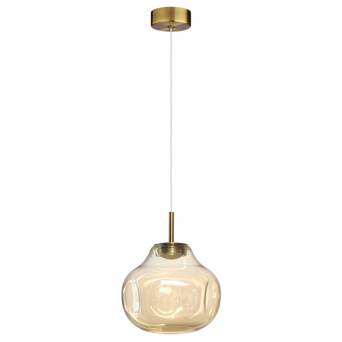 5097/4L ODEON LIGHT подвесной светодиодный светильник VASO 4W, 4000K, 388Lm, бронза, янтарный, стекло, 16см диаметр