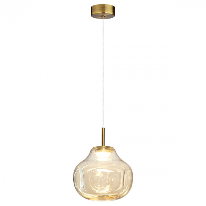 5097/4L ODEON LIGHT подвесной светодиодный светильник VASO 4W, 4000K, 388Lm, бронза, янтарный, стекло, 16см диаметр