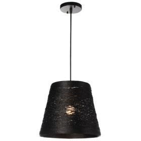 569-726-01 Velante Черный подвесной плетеный светильник Ротанг