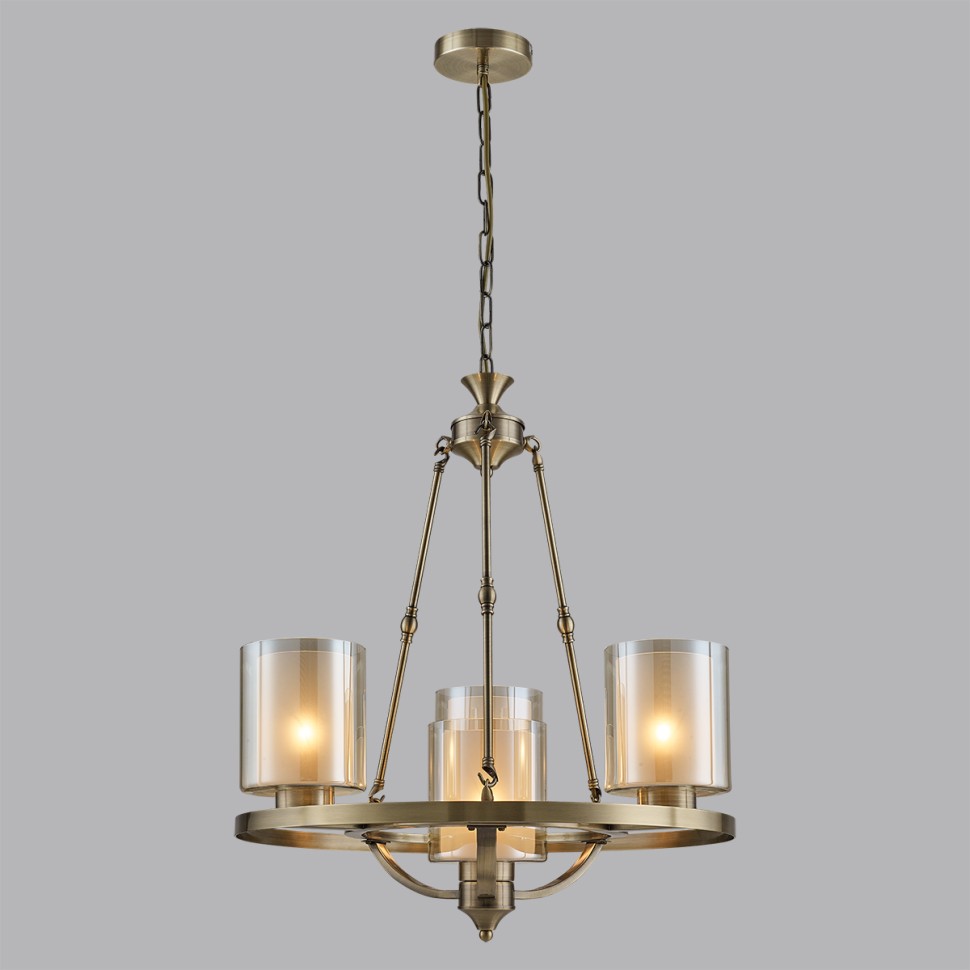 6524/4 LUMION COUNTY подвесная люстра RIVERLY E27*4*60W, античная латунь, янтарный