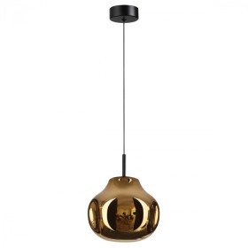 5097/4LA ODEON LIGHT подвесной светодиодный светильник VASO 4W, 4000K, 388Lm, черный, золото, стекло, 16см диаметр