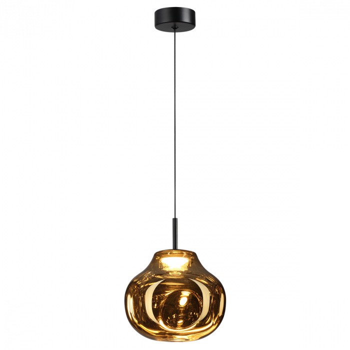 5097/4LA ODEON LIGHT подвесной светодиодный светильник VASO 4W, 4000K, 388Lm, черный, золото, стекло, 16см диаметр