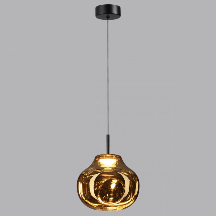 5097/4LA ODEON LIGHT подвесной светодиодный светильник VASO 4W, 4000K, 388Lm, черный, золото, стекло, 16см диаметр