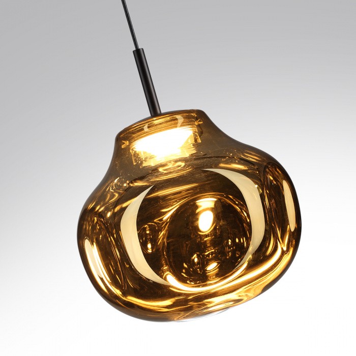 5097/4LA ODEON LIGHT подвесной светодиодный светильник VASO 4W, 4000K, 388Lm, черный, золото, стекло, 16см диаметр