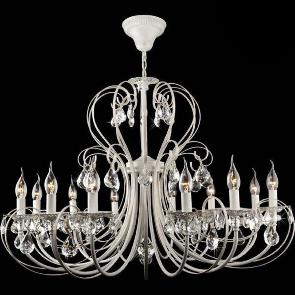 3305/12 EUROSVET подвесная люстра белый с золотом, 12*Е14, диаметр 90см