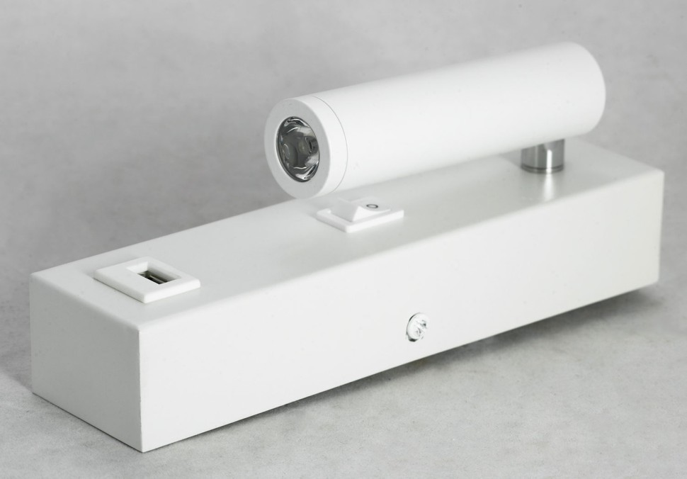 LSP-8240 LUSSOLE LGO белое светодиодное бра для чтения Cozy, с выключателем и USB-портом, 4W, 3000K