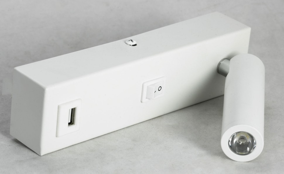 LSP-8240 LUSSOLE LGO белое светодиодное бра для чтения Cozy, с выключателем и USB-портом, 4W, 3000K
