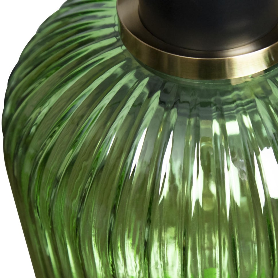 2072-A+BL LOFT IT Iris зеленый подвесной светильник E27*1*60W, черный, латунь, 15см