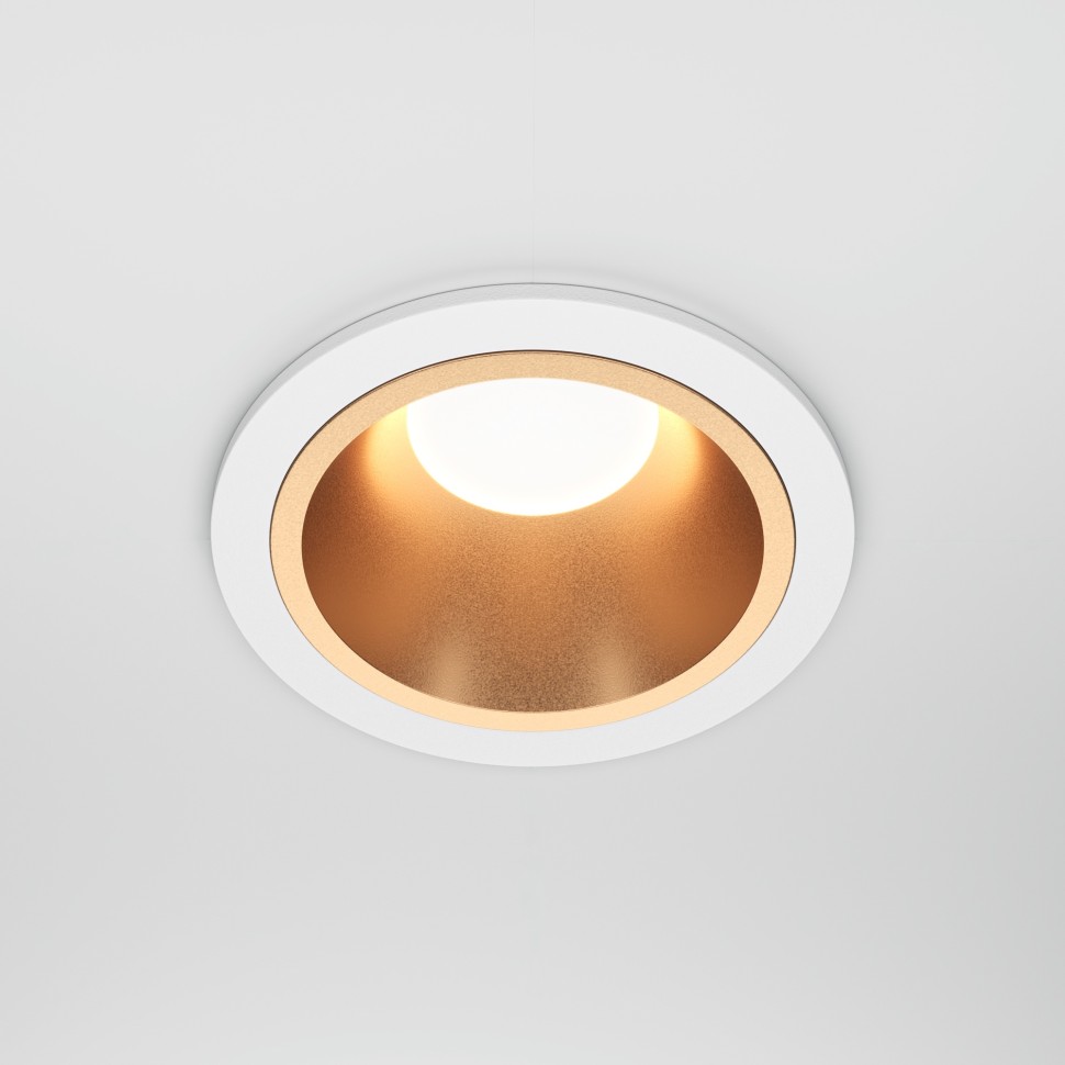 DL126-GU10-WMG Maytoni Technical Share Встраиваемый влагозащищенный светильник, IP54, GU10*1*10W, белый/матовое золото