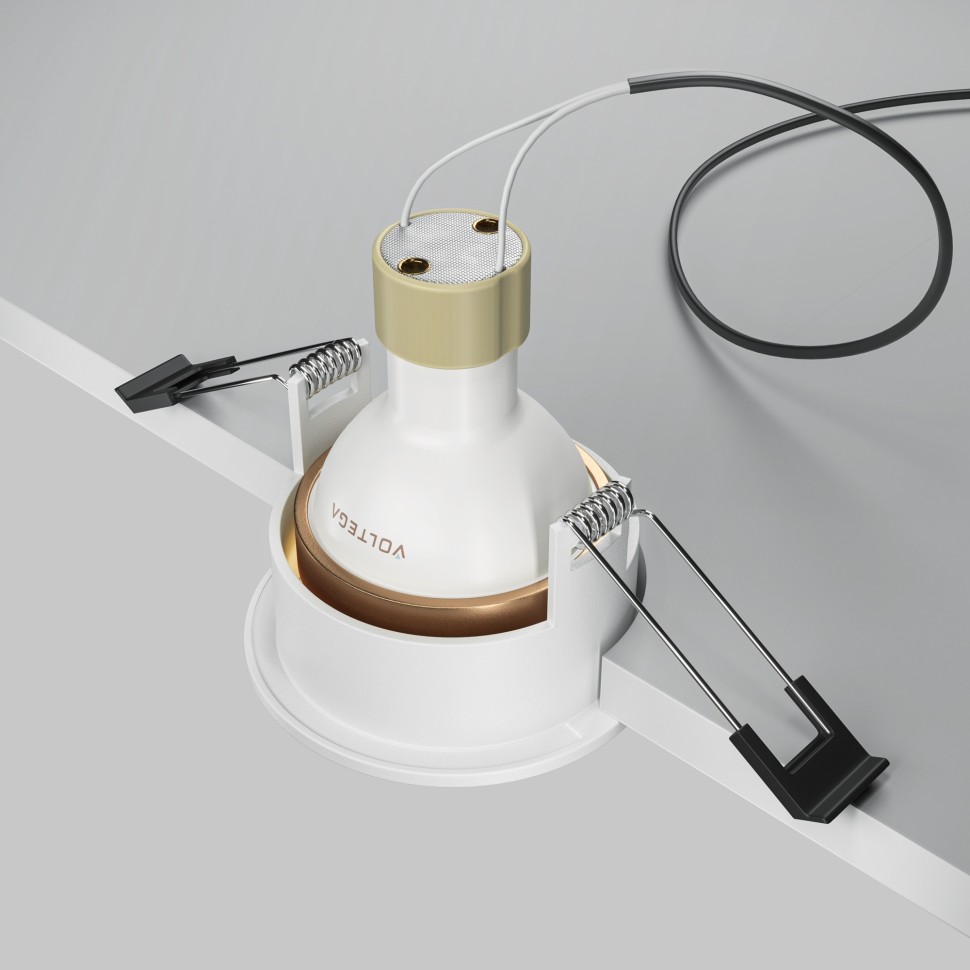 DL126-GU10-WMG Maytoni Technical Share Встраиваемый влагозащищенный светильник, IP54, GU10*1*10W, белый/матовое золото