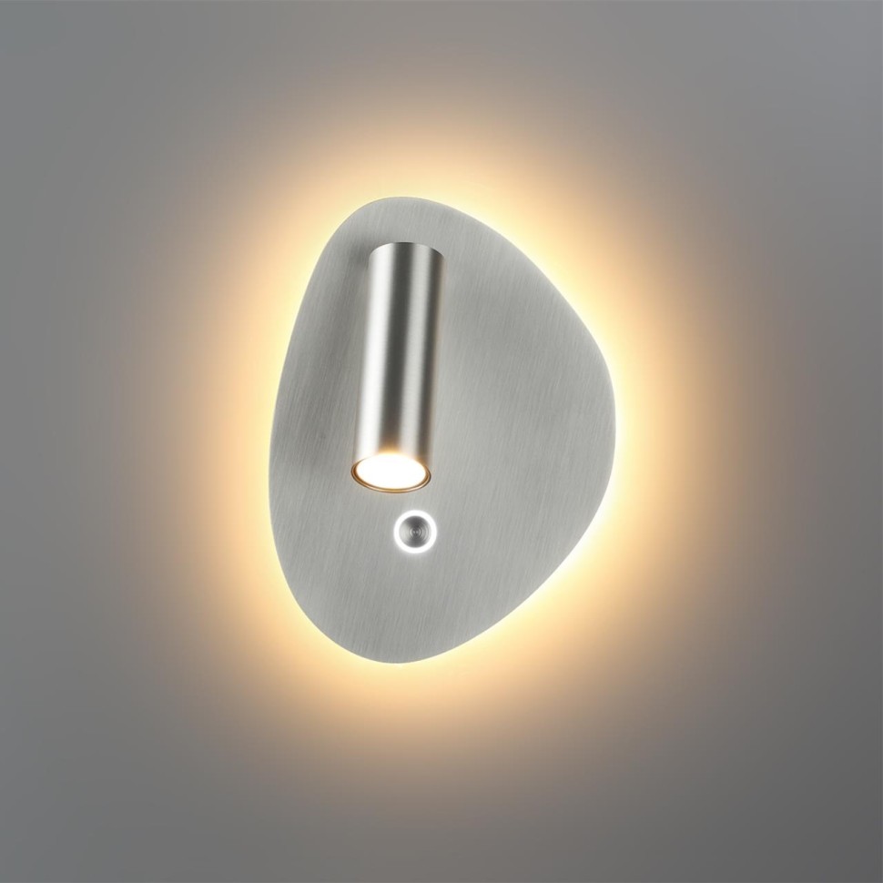 7184/9WL ODEON LIGHT Настенный светодиодный светильник ROY, двойной свет, брашированный никель/металл, IP20, 9W, 580Lm, сенсорный выключатель, сенсорное диммирование, переключение световой температуры 2700K/3300K/4000K, угол рассеивания 120°, 220-240V 