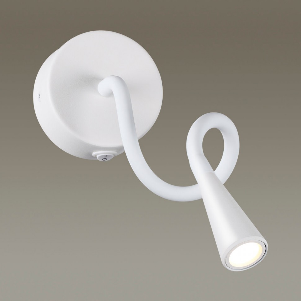 4255/3WL Odeon Light Белый настенный светодиодный светильник на гибкой ножке Odds 3W, 3000K