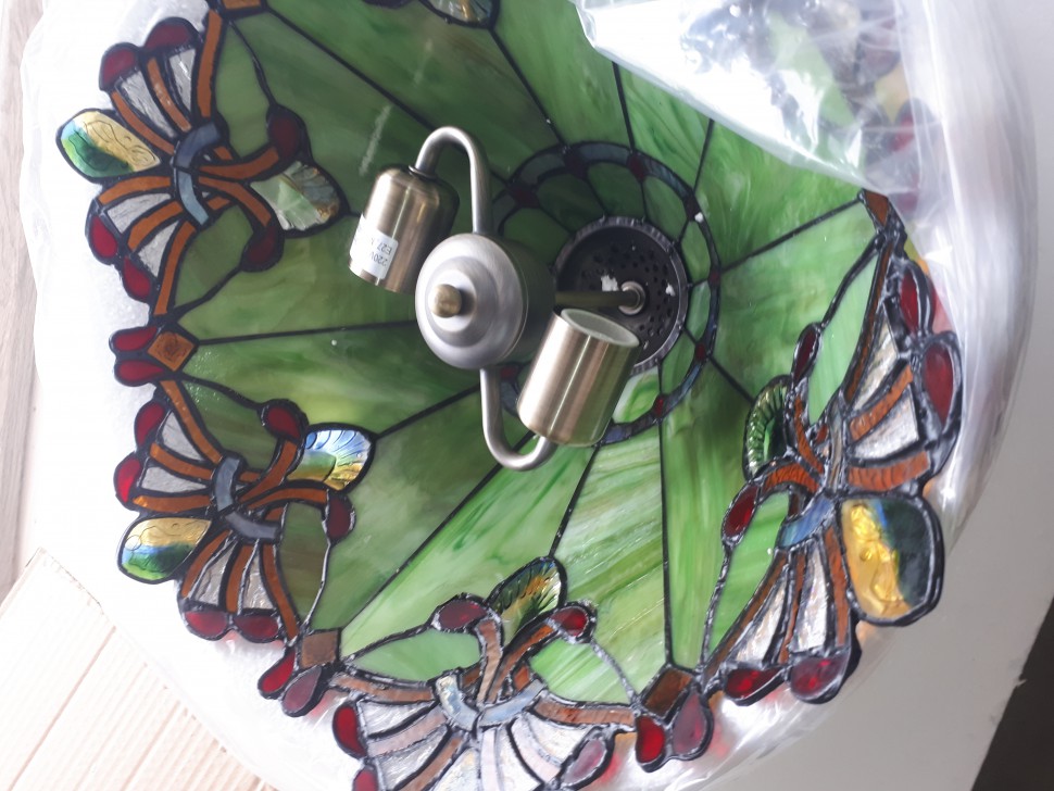 863-826-01 VELANTE Tiffany зеленый подвес в стиле Тиффани 32см 1*Е27*40W