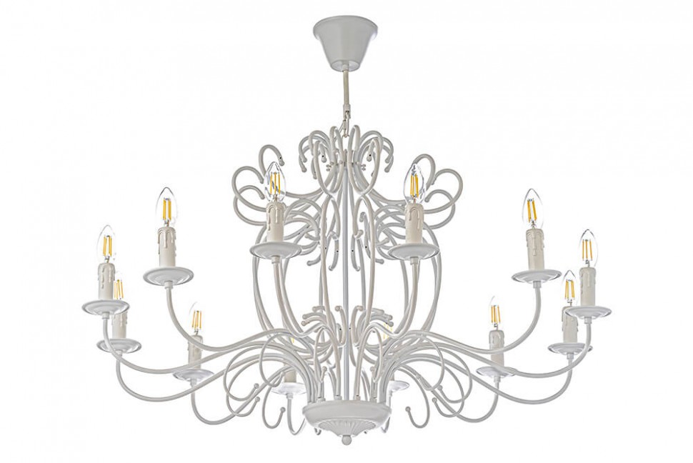 E 1.1.12 W ARTI LAMPADARI белая подвесная люстра AMARO под ковку, диаметр 90см.