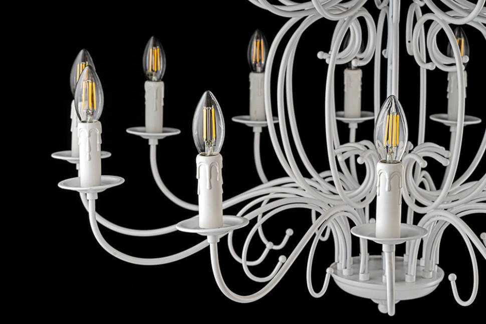 E 1.1.12 W ARTI LAMPADARI белая подвесная люстра AMARO под ковку, диаметр 90см.