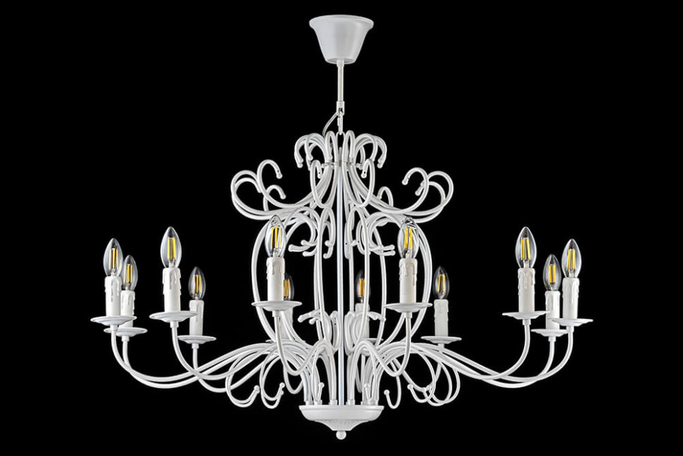 E 1.1.12 W ARTI LAMPADARI белая подвесная люстра AMARO под ковку, диаметр 90см.