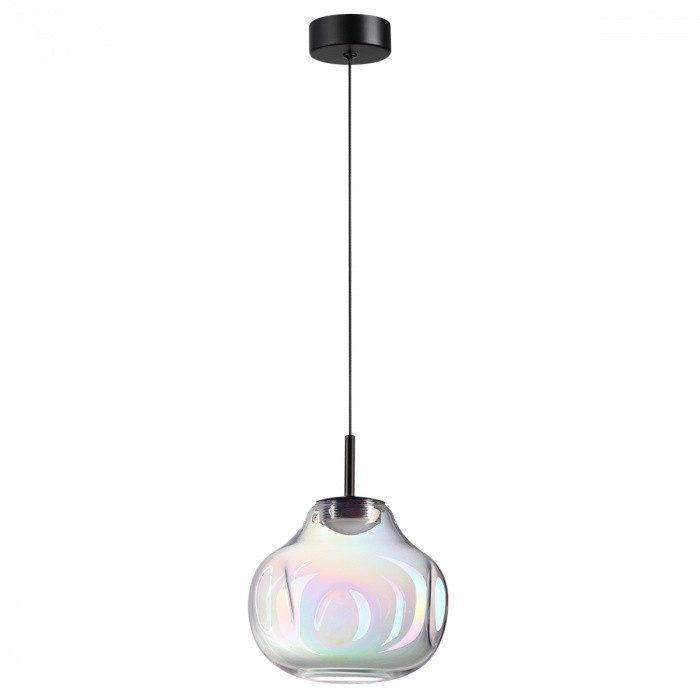 5097/4LB ODEON LIGHT подвесной светодиодный светильник VASO 4W, 4000K, 388Lm, черный, бензиновый, стекло, 16см диаметр