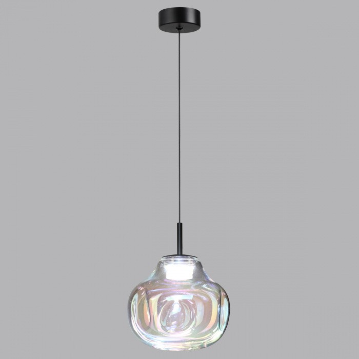 5097/4LB ODEON LIGHT подвесной светодиодный светильник VASO 4W, 4000K, 388Lm, черный, бензиновый, стекло, 16см диаметр