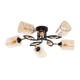 A5076PL-5BK Arte Lamp Потолочная люстра Glamore, металл/стекло/дерево, черный/янтарный/бежевый, 62см диаметр