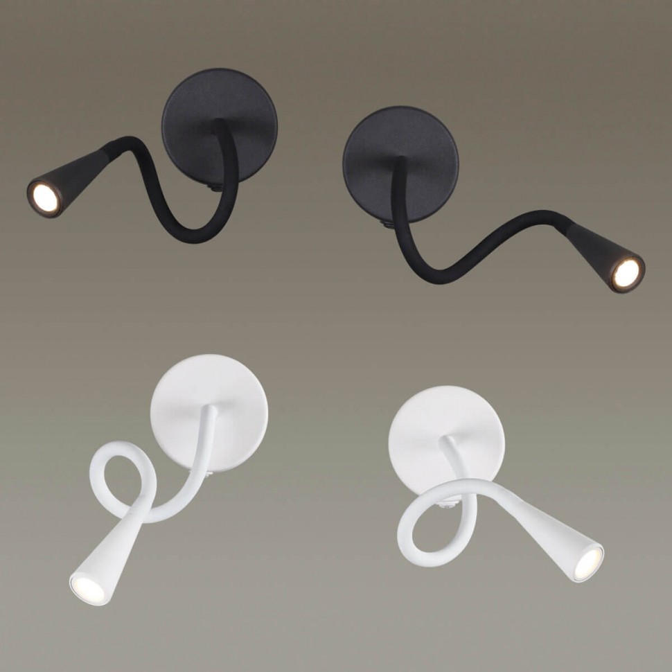 4254/3WL Odeon Light Черный настенный светильник на гибкой ножке Odds 3W, с выключателем