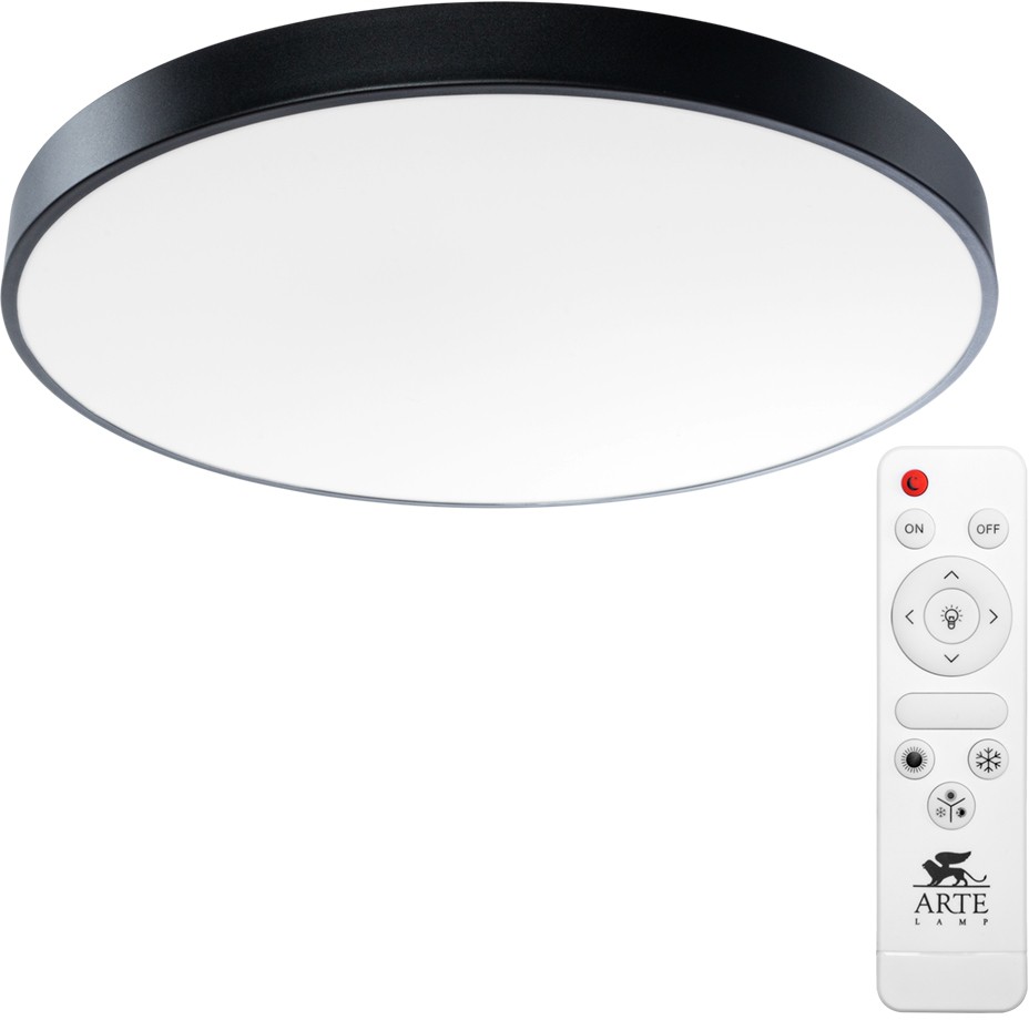 A2673PL-1BK Arte Lamp Arena светодиодный потолочный светильник с пультом, 60см, черно-белый, 80W, 2700-4500K, 8500Lm