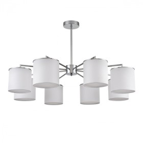 6591/8 LUMION SUNTORI потолочная люстра на штанге E14*8*40W, металл, текстиль, белый, хром, 91см диаметр