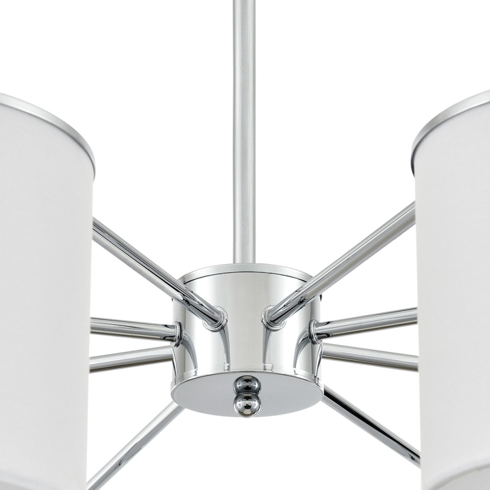 6591/8 LUMION SUNTORI потолочная люстра на штанге E14*8*40W, металл, текстиль, белый, хром, 91см диаметр