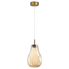 5098/4L ODEON LIGHT подвесной светодиодный светильник VASO 4W, 4000K, 388Lm, бронза, янтарный, стекло, 13см диаметр
