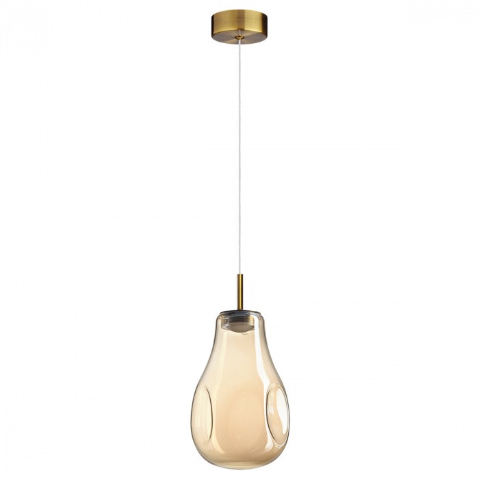 5098/4L ODEON LIGHT подвесной светодиодный светильник VASO 4W, 4000K, 388Lm, бронза, янтарный, стекло, 13см диаметр