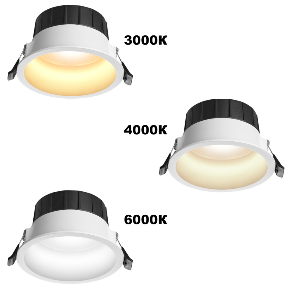 359553 NOVOTECH CLARA белый встраиваемый влагозащищенный светодиодный светильник с переключателем цветовой температуры IP44, 10W, 3000К/4000К/6000К