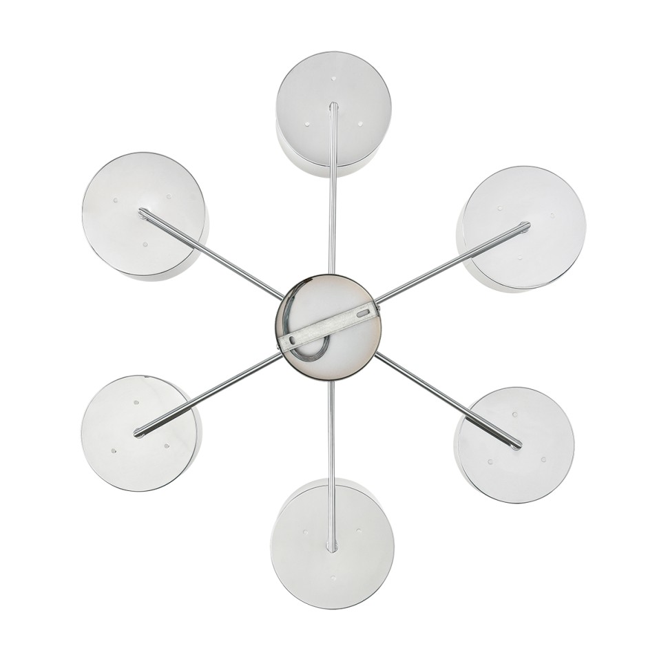 6591/6 LUMION SUNTORI потолочная люстра на штанге E14*6*40W, металл, текстиль, белый, хром, 73см диаметр