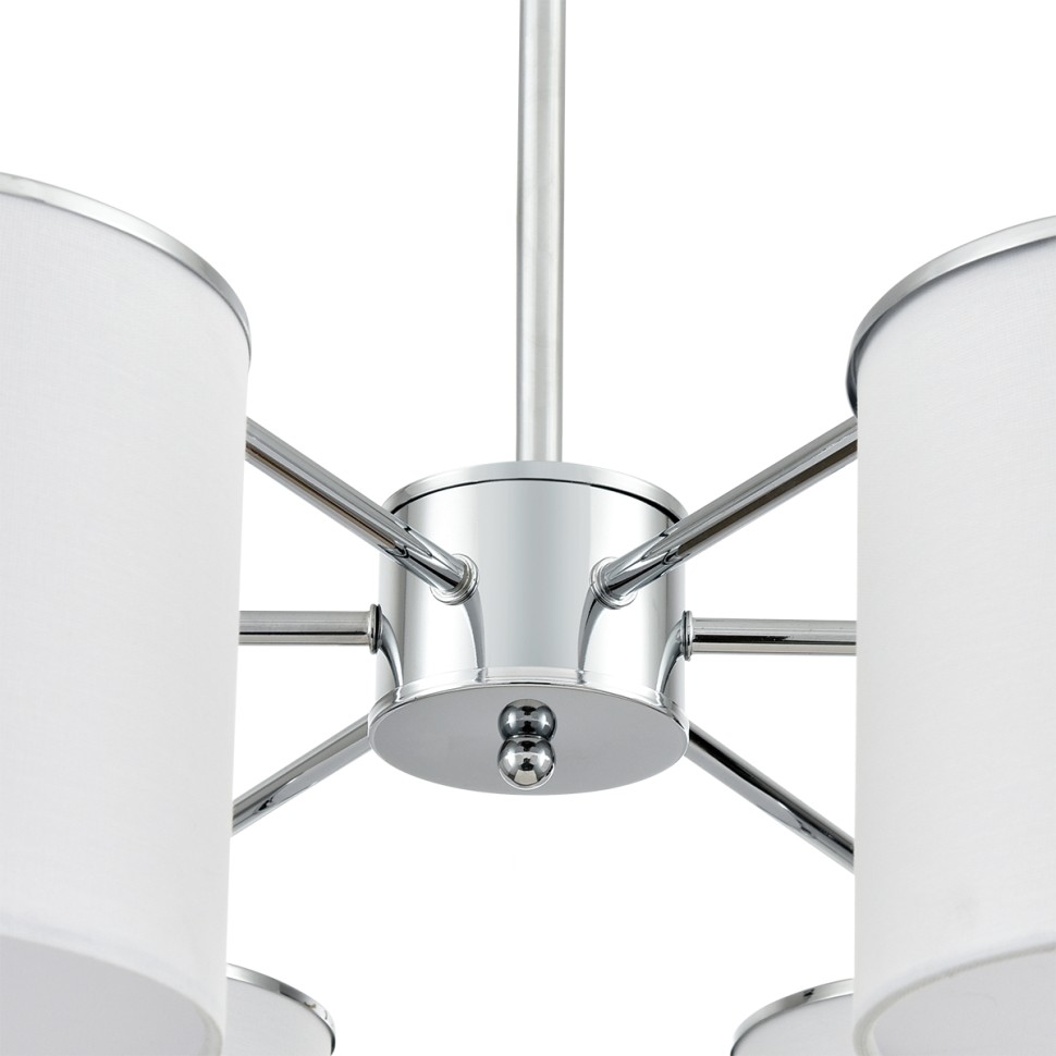 6591/6 LUMION SUNTORI потолочная люстра на штанге E14*6*40W, металл, текстиль, белый, хром, 73см диаметр