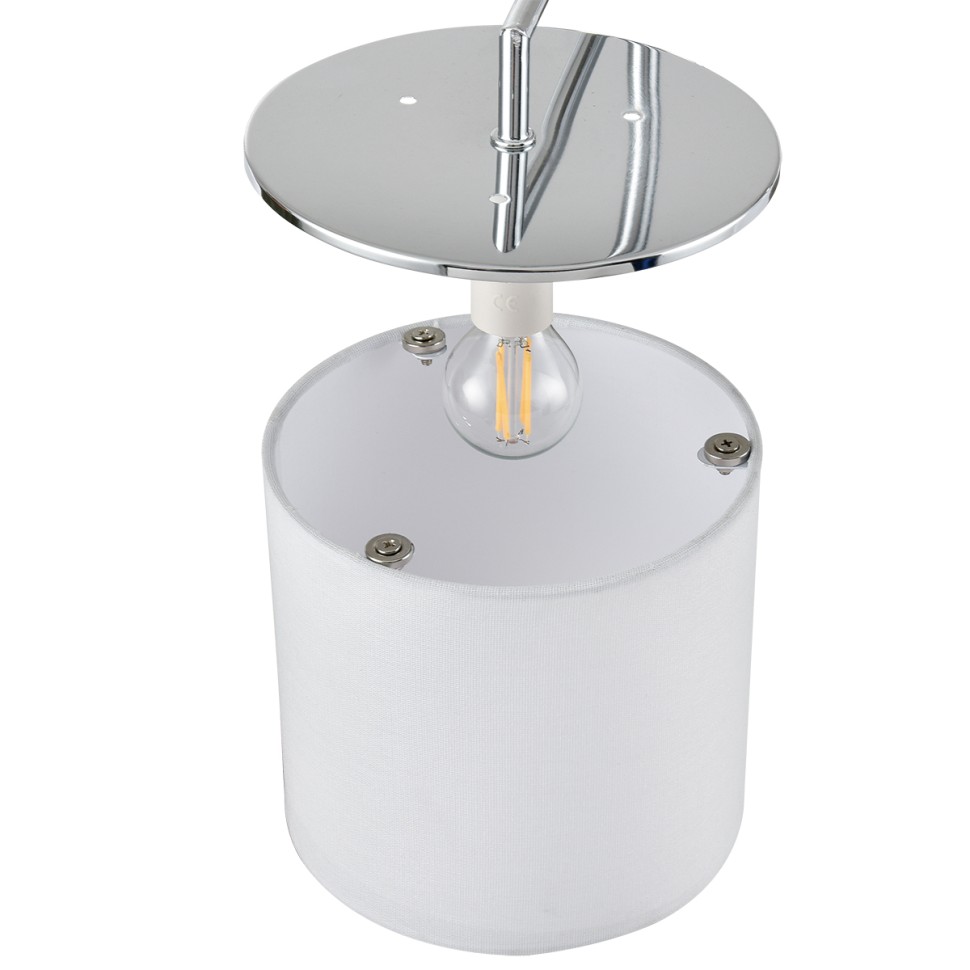 6591/6 LUMION SUNTORI потолочная люстра на штанге E14*6*40W, металл, текстиль, белый, хром, 73см диаметр