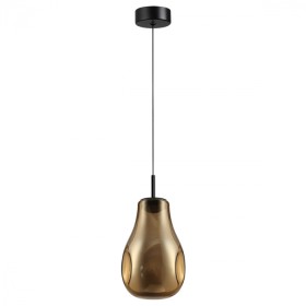 5098/4LA ODEON LIGHT подвесной светодиодный светильник VASO 4W, 4000K, 388Lm, черный, золото, стекло, 13см диаметр