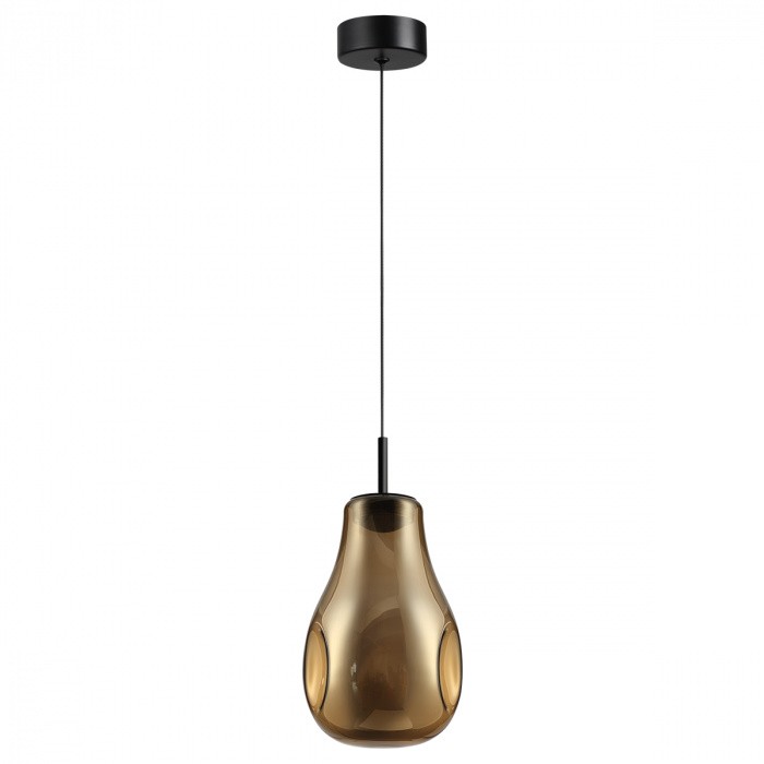 5098/4LA ODEON LIGHT подвесной светодиодный светильник VASO 4W, 4000K, 388Lm, черный, золото, стекло, 13см диаметр