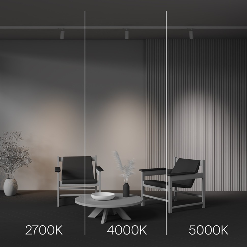 TR197-3-12WCCT-M-W Maytoni Technical Белый трековый трехфазный светодиодный светильник  Focus LED, 12W, 220V, 2700-5000K