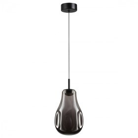 5098/4LC ODEON LIGHT подвесной светодиодный светильник VASO 4W, 4000K, 388Lm, черный, дымчатый, стекло, 13см диаметр