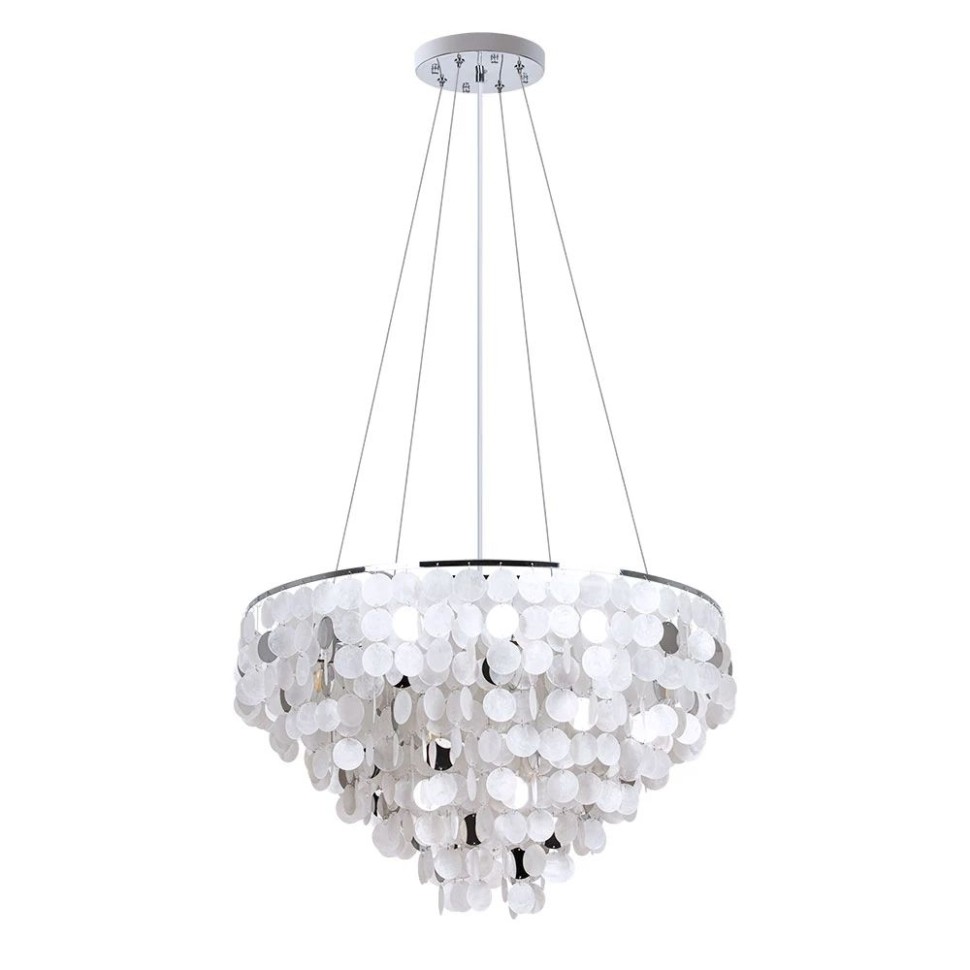 A4100LM-12CC Arte Lamp Подвесная люстра Pipirima, хром, перламутр, 80см диаметр, E14*12*40W