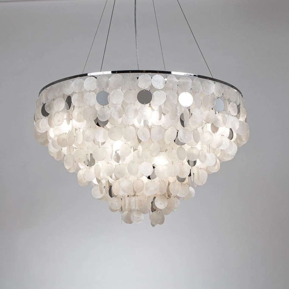 A4100LM-12CC Arte Lamp Подвесная люстра Pipirima, хром, перламутр, 80см диаметр, E14*12*40W