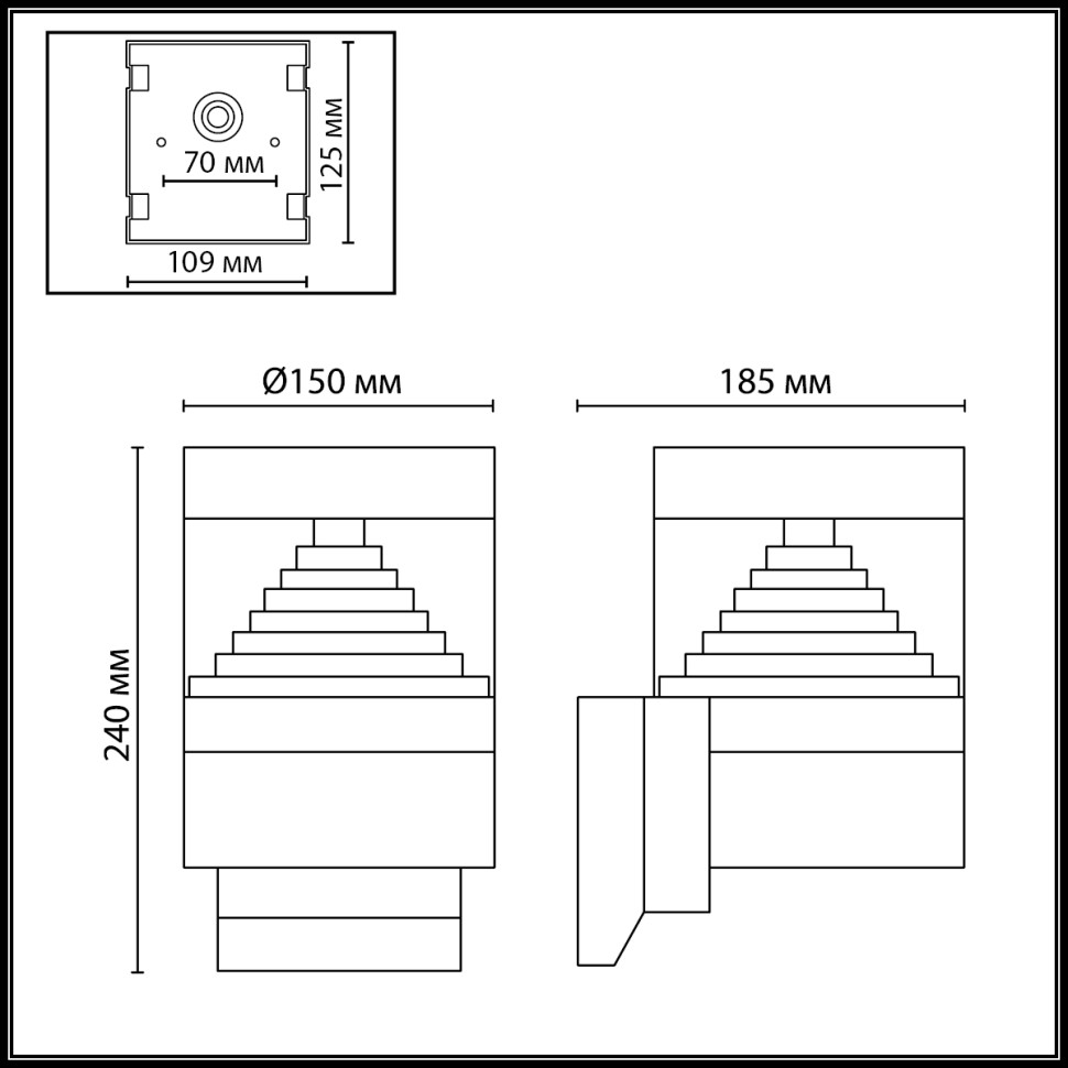 7140/20WL ODEON LIGHT NATURE Уличный настенный светильник HULK, черный/акрил/металл, IP54, LED 20W, 652Lm, 360°, 3000K
