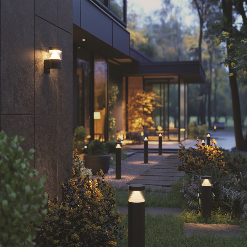 7140/20WL ODEON LIGHT NATURE Уличный настенный светильник HULK, черный/акрил/металл, IP54, LED 20W, 652Lm, 360°, 3000K