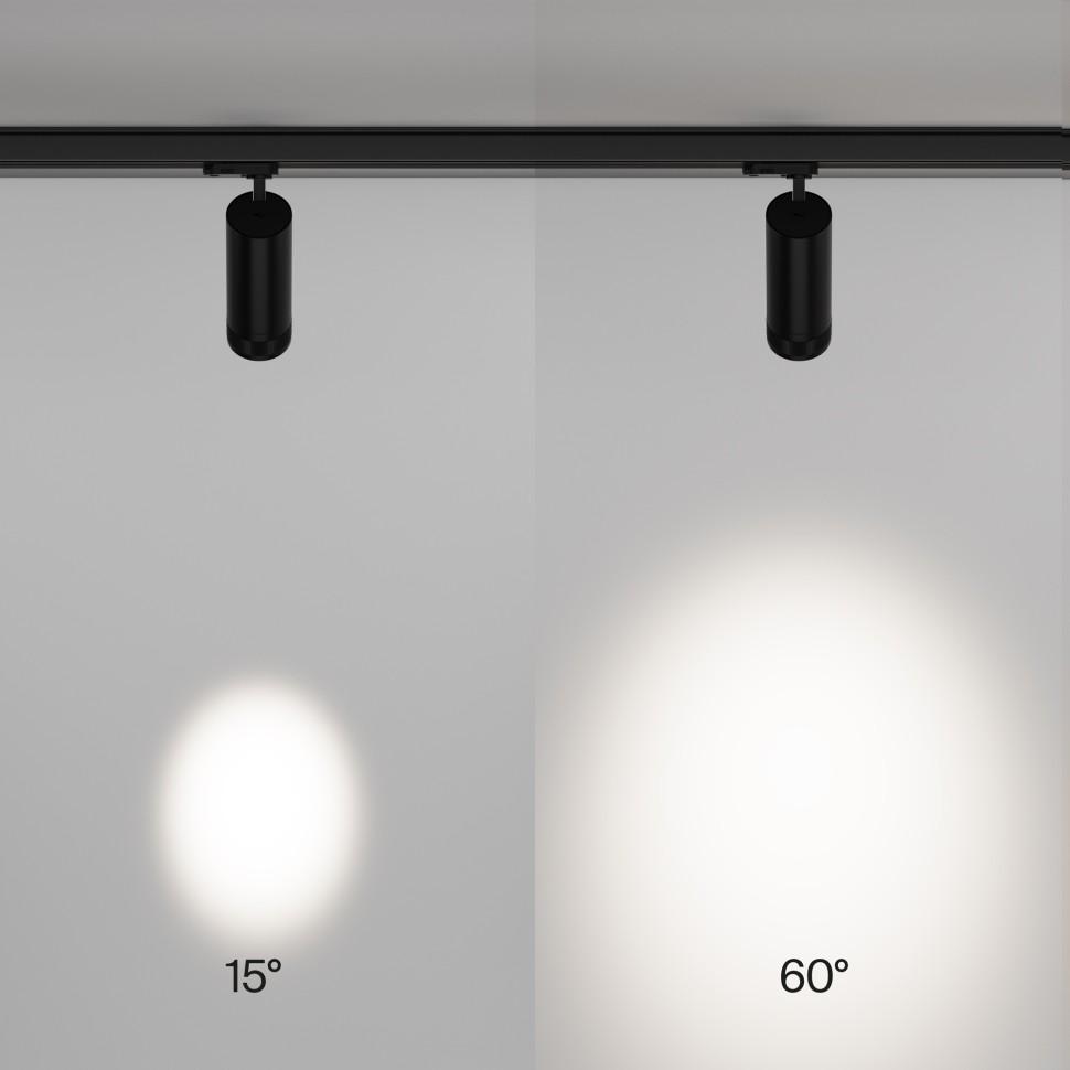 TR198-3-20W4K-Z-B Maytoni Technical Черный трековый LED трехфазный светильник Focus Zoom, 20W, 4000K, 220V