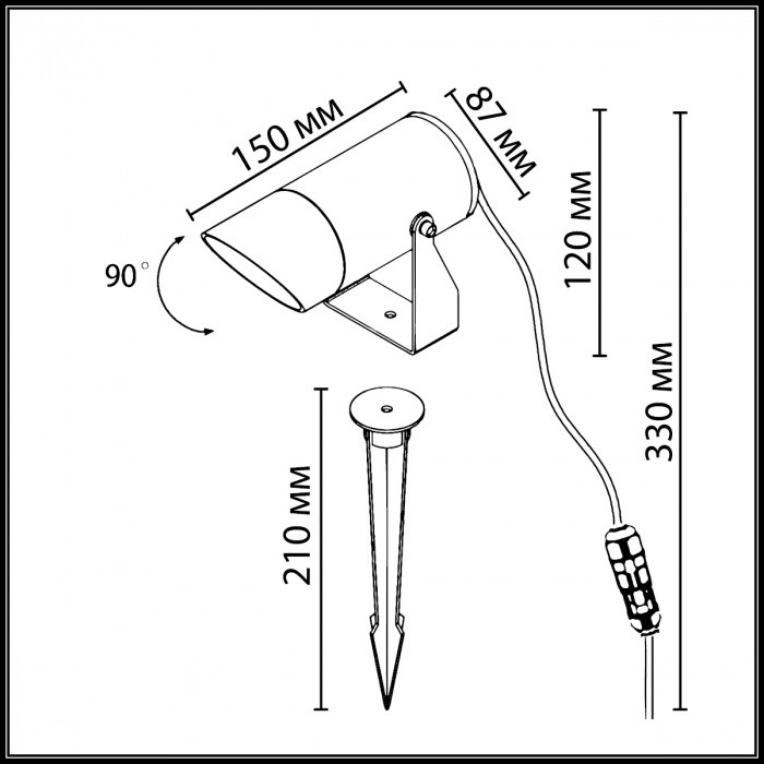6648/15GL3 ODEON LIGHT Ландшафтный светодиодный светильник STIMA, металл, черный, IP65, 15W, 3000K, 60°