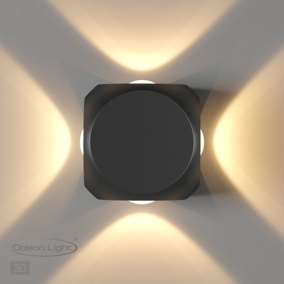 4222/8WL ODEON LIGHT Miko светодиодная архитектурная подсветка IP54, черная, 8W, 3200K