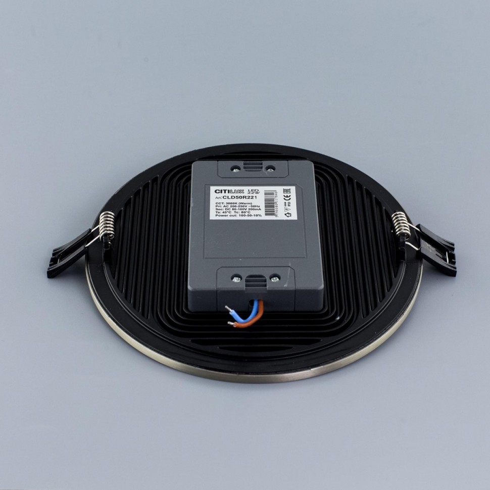 CLD50R221 CITILUX большой встраиваемый светодиодный светильник OMEGA с диммером, 3000К, 22Вт, 1760Lm, 175мм диаметр